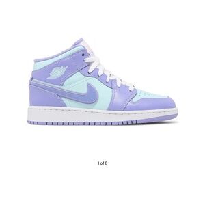 Nike Air Jordan 1 Mid Lavender and Aqua Shoes